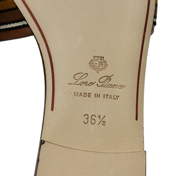 Loro Piana The Suitcase Stripe Flat Sandals in Brown - Picture 9 of 11